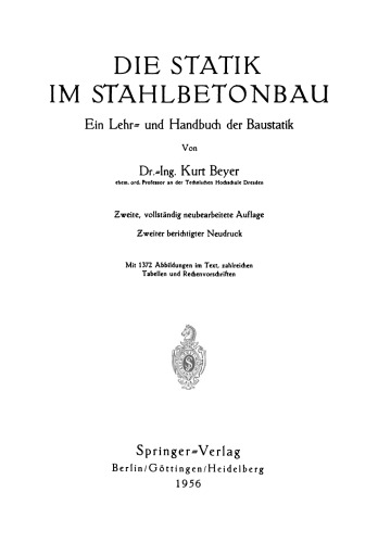 Die Statik im Stahlbetonbau: Ein Lehr- und Handbuch der Baustatik