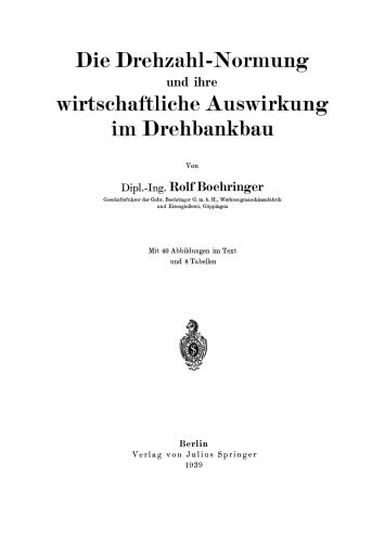 Die Drehzahl-Normung und ihre wirtschaftliche Auswirkung im Drehbankbau