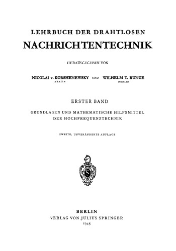 Grundlagen und mathematische Hilfsmittel der Hochfrequenztechnik