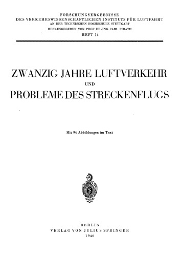 Zwanzig Jahre Luftverkehr und Probleme des Streckenflugs