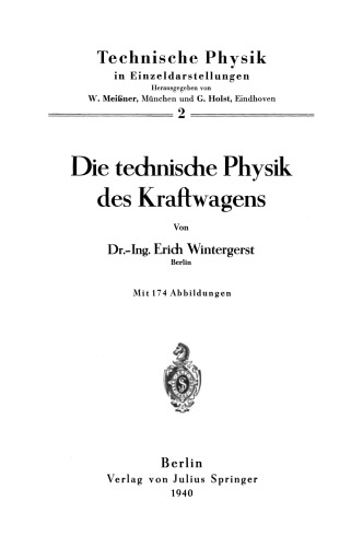 Die technische Physik des Kraftwagens