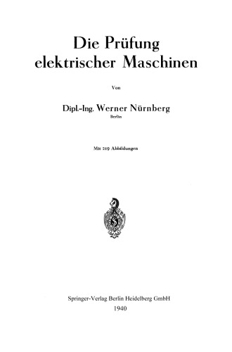 Die Prüfung elektrischer Maschinen