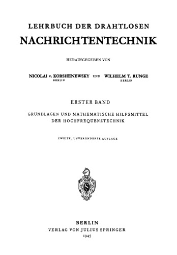 Grundlagen und Mathematische Hilfsmittel der Hochfrequenztechnik