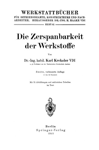 Die Zerspanbarkeit der Werkstoffe