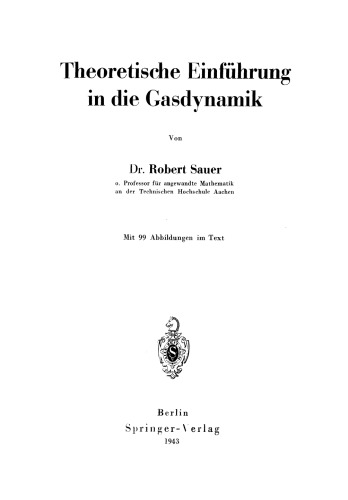 Theoretische Einführung in die Gasdynamik