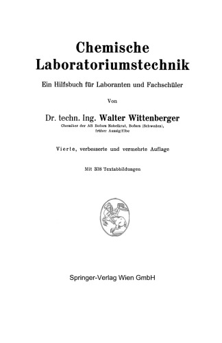 Chemische Laboratoriumstechnik: Ein Hilfsbuch für Laboranten und Fachschüler