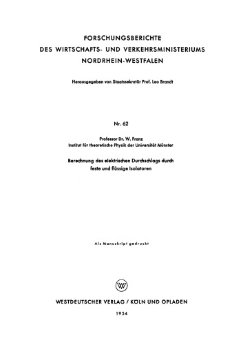 Berechnung des elektrischen Durchschlags durch feste und flüssige Isolatoren