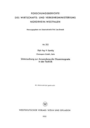 Untersuchung zur Anwendung der Dauermagnete in der Technik