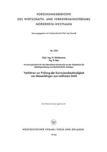 Verfahren zur Prüfung der Korrosionsbeständigkeit von Messerklingen aus rostfreiem Stahl