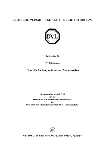 Über die Beulung anisotroper Plattenstreifen