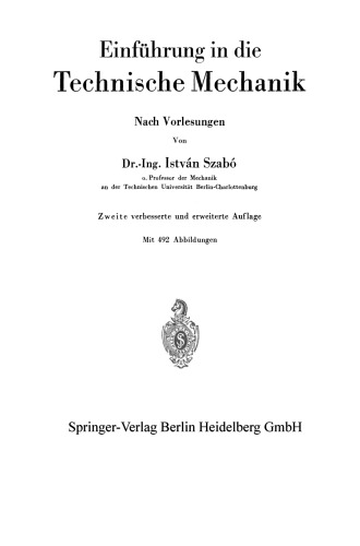 Einführung in die Technische Mechanik: Nach Vorlesungen