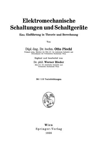 Elektromechanische Schaltungen und Schaltgeräte: Eine Einführung in Theorie und Berechnung