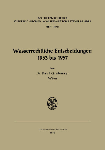 Wasserrechtliche Entscheidungen 1953 bis 1957