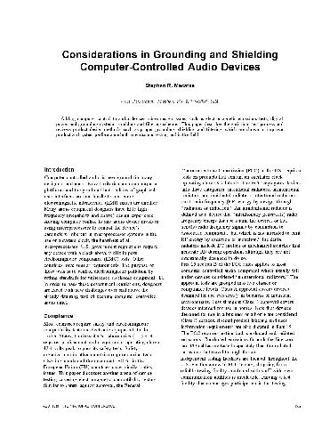 Considerations in grounding and shielding computer-controlled audio devices