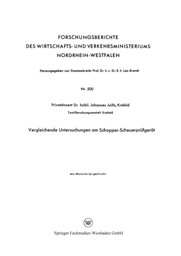 Vergleichende Untersuchungen am Schopper-Scheuerprüfgerät