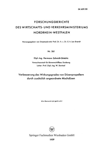 Verbesserung des Wirkungsgrades von Düsenpropellern durch zusätzlich angeordnete Mischdüsen