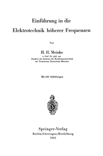 Einführung in die Elektrotechnik höherer Frequenzen