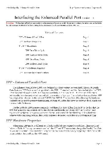 Interfacing the enhanced parallel port.V1.0