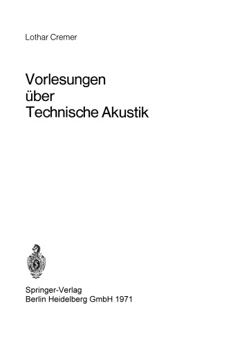 Vorlesungen über Technische Akustik