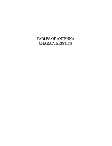 Tables Of Antenna Characteristics