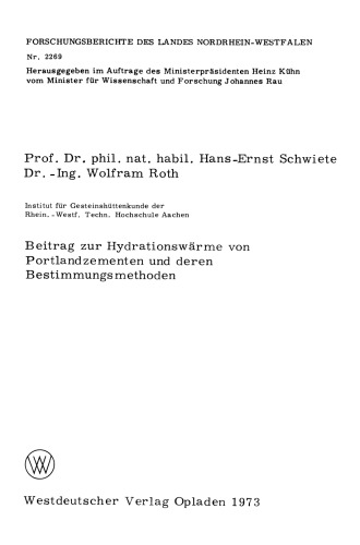 Beitrag zur Hydrationswärme von Portlandzementen und deren Bestimmungsmethoden