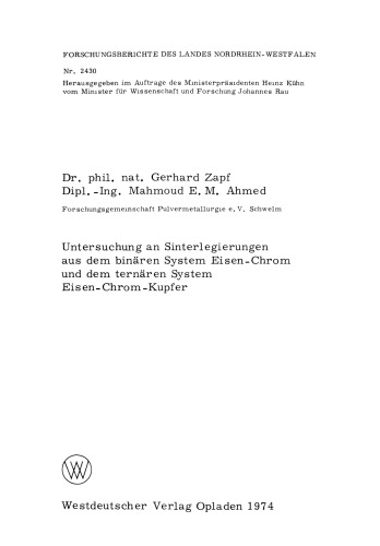 Untersuchung an Sinterlegierungen aus dem binären System Eisen-Chrom und ternären System Eisen-Chrom-Kupfer