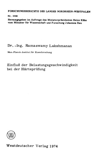 Einfluß der Belastungsgeschwindigkeit bei der Härteprüfung