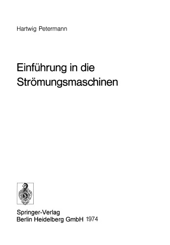 Einführung in die Strömungsmaschinen