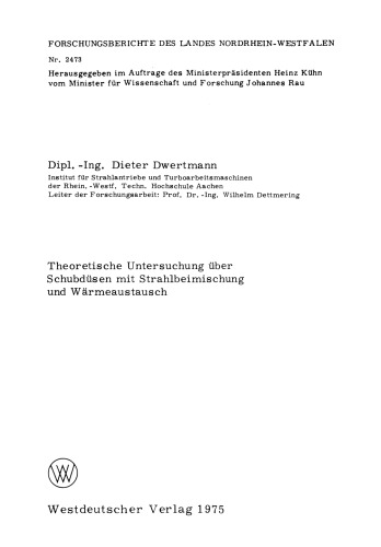 Theoretische Untersuchung über Schubdüsen mit Strahlbeimischung und Wärmeaustausch