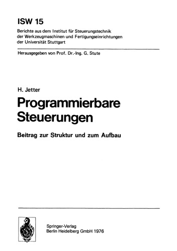 Programmierbare Steuerungen: Beitrag zur Struktur und zum Aufbau