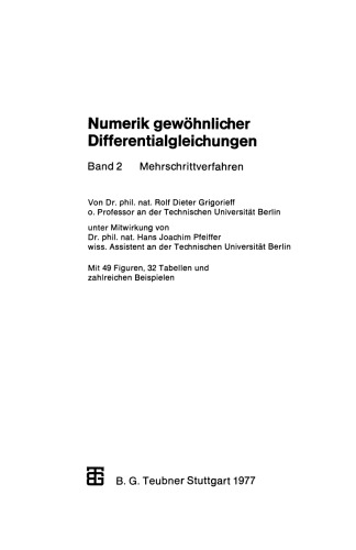 Numerik gewöhnlicher Differentialgleichungen: Mehrschrittverfahren