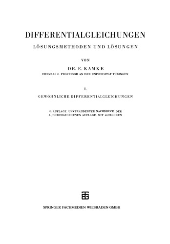 Differentialgleichungen Lösungsmethoden und Lösungen