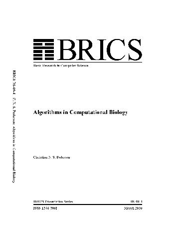 Algorithms in computational biology