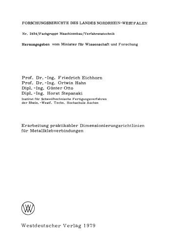 Erarbeitung praktikabler Dimensionierungsrichtlinien für Metallklebverbindungen