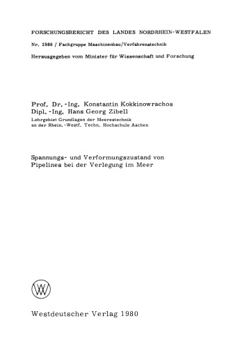 Spannungs- und Verformungszustand von Pipelines bei der Verlegung im Meer