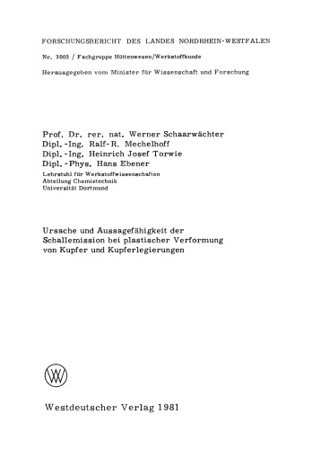 Ursache und Aussagefähigkeit der Schallemission bei plastischer Verformung von Kupfer und Kupferlegierungen