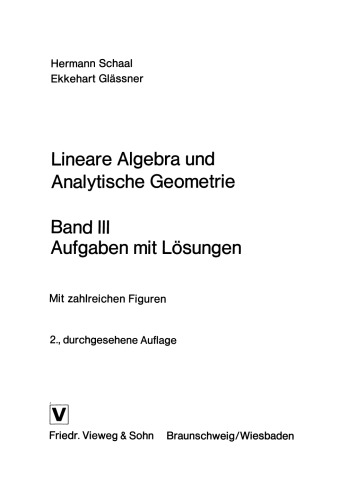 Lineare Algebra und Analytische Geometrie: Band III Aufgaben mit Lösungen