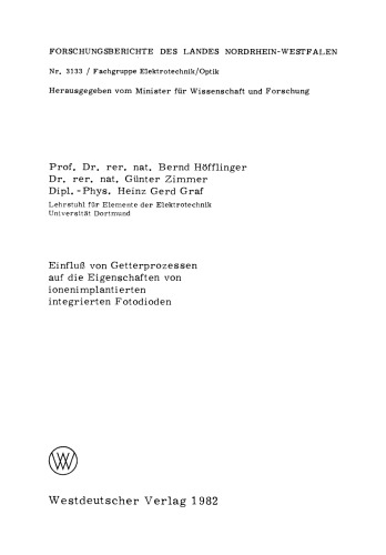 Einfluß von Getterprozessen auf die Eigenschaften von ionenimplantierten integrierten Fotodioden