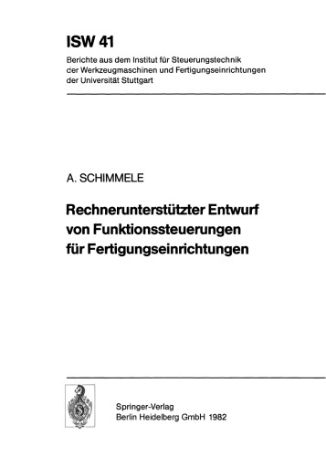 Rechnerunterstützter Entwurf von Funktionssteuerungen für Fertigungseinrichtungen