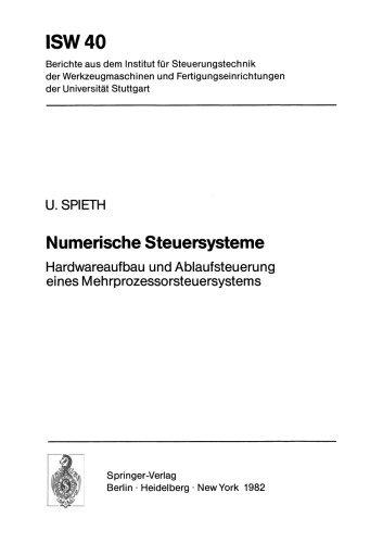 Numerische Steuersysteme: Hardwareaufbau und Ablaufsteuerung eines Mehrprozessorsteuersystems