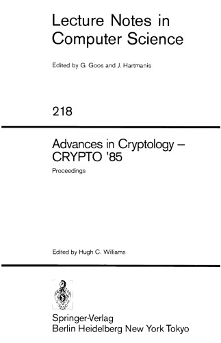 Advances in Cryptology — CRYPTO ’85 Proceedings