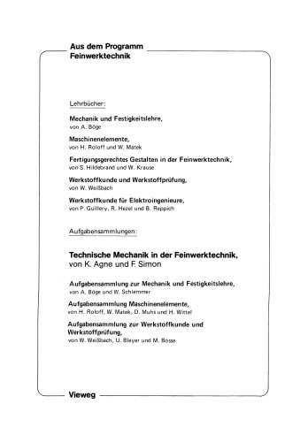 Technische Mechanik in der Feinwerktechnik: Aufgaben, Beispiele, Lösungen