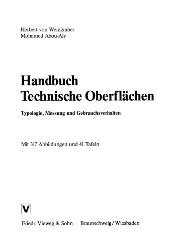 Handbuch Technische Oberflächen: Typologie, Messung und Gebrauchsverhalten