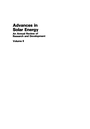 Advances in Solar Energy: An Annual Review of Research and Development