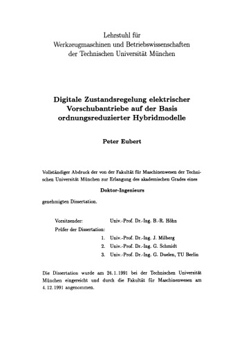 Digitale Zustandsregelung elektrischer Vorschubantriebe