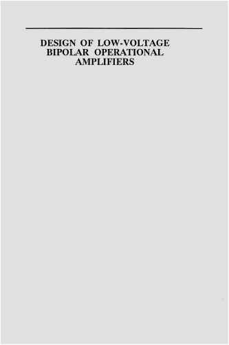 Design of Low-Voltage Bipolar Operational Amplifiers