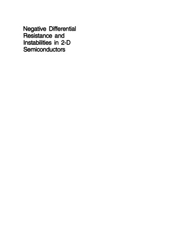 Negative Differential Resistance and Instabilities in 2-D Semiconductors