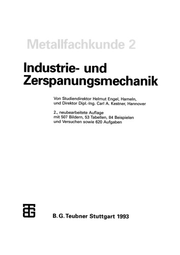 Metallfachkunde 2: Industrie- und Zerspanungsmechanik