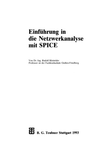 Einführung in die Netzwerkanalyse mit SPICE