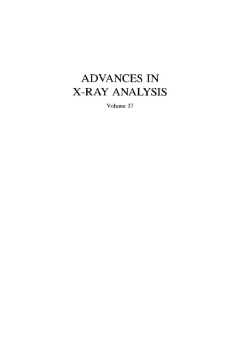 Advances in X-Ray Analysis: Volume 37